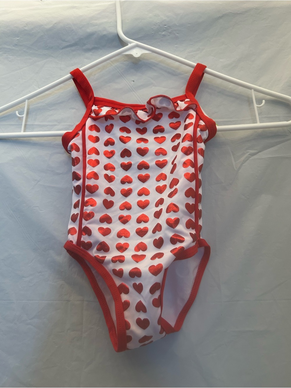 Penelope Mack Infant White One-Piece Swimsuit with Red Heart Print Sz 24M NWWT